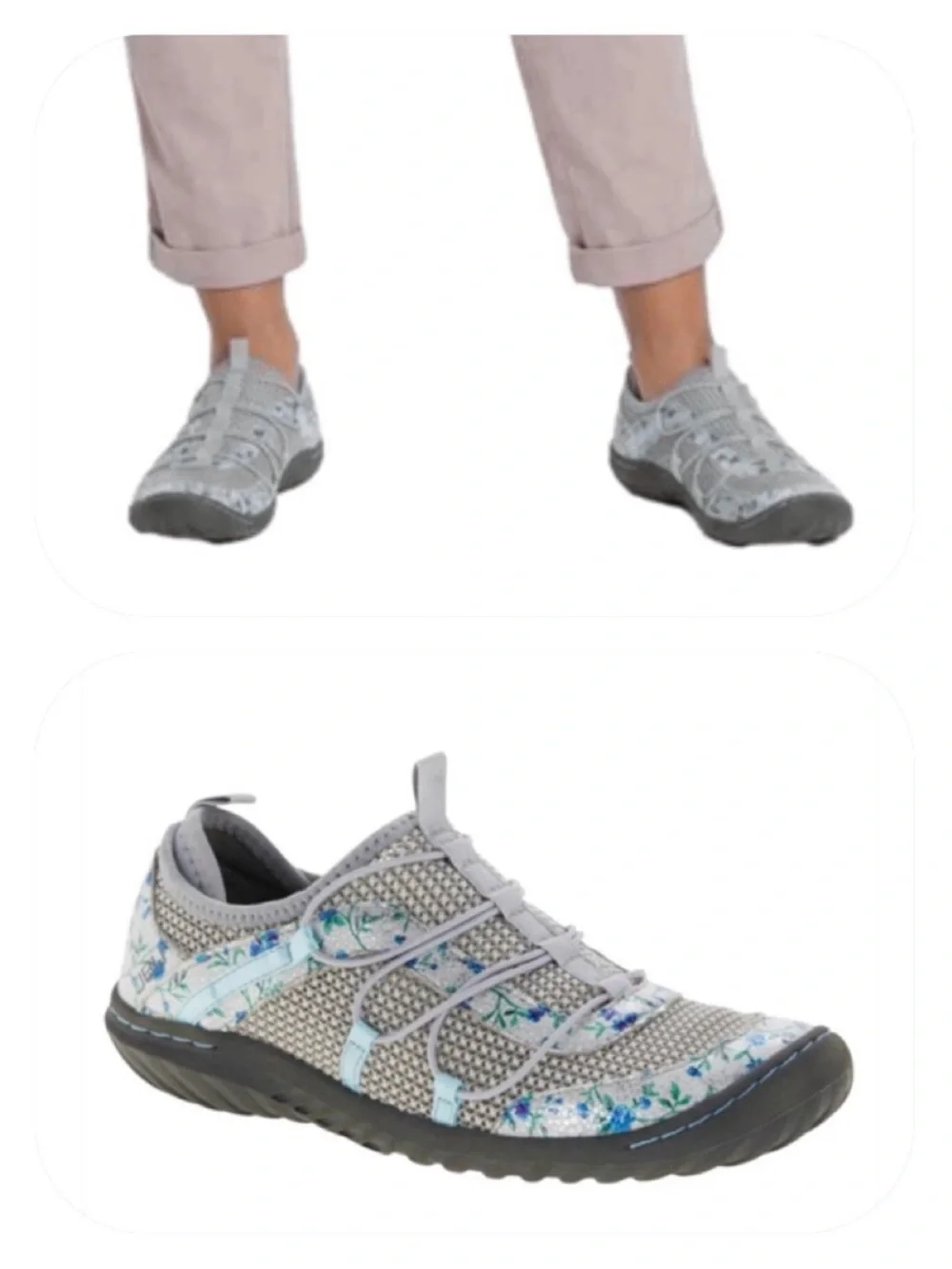 JBU by Jambu size 11 Brandi memory foam grey floral Casual Slip-On Shoe